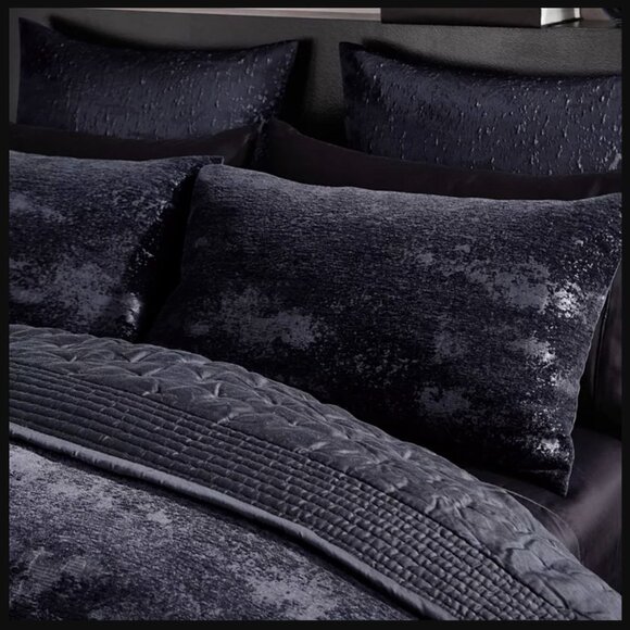 Donna Karan Sapphire Collection Indigo Metallic Velvet KING Sham Set 2pc - Picture 3 of 11